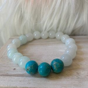 QUARTZ AND TURQUOISE “PEACE” HEALING BRACELET